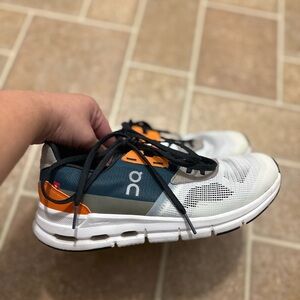 On Running Men's/Unisex White, Teal & Orange Cloud Sneakers